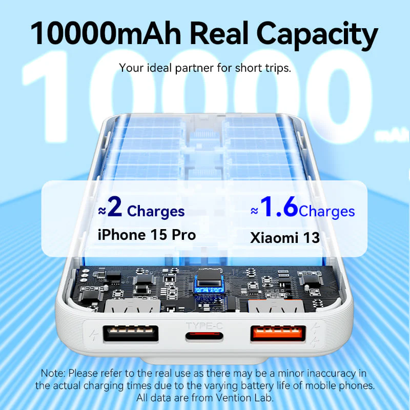 Buy VENTION FHOB0 10000mAh Power Bank 22.5W Fast Charging with Built-in Cables (Black) for iPhone 17/16/15 /14 Online in Pakistan - UGREEN PK