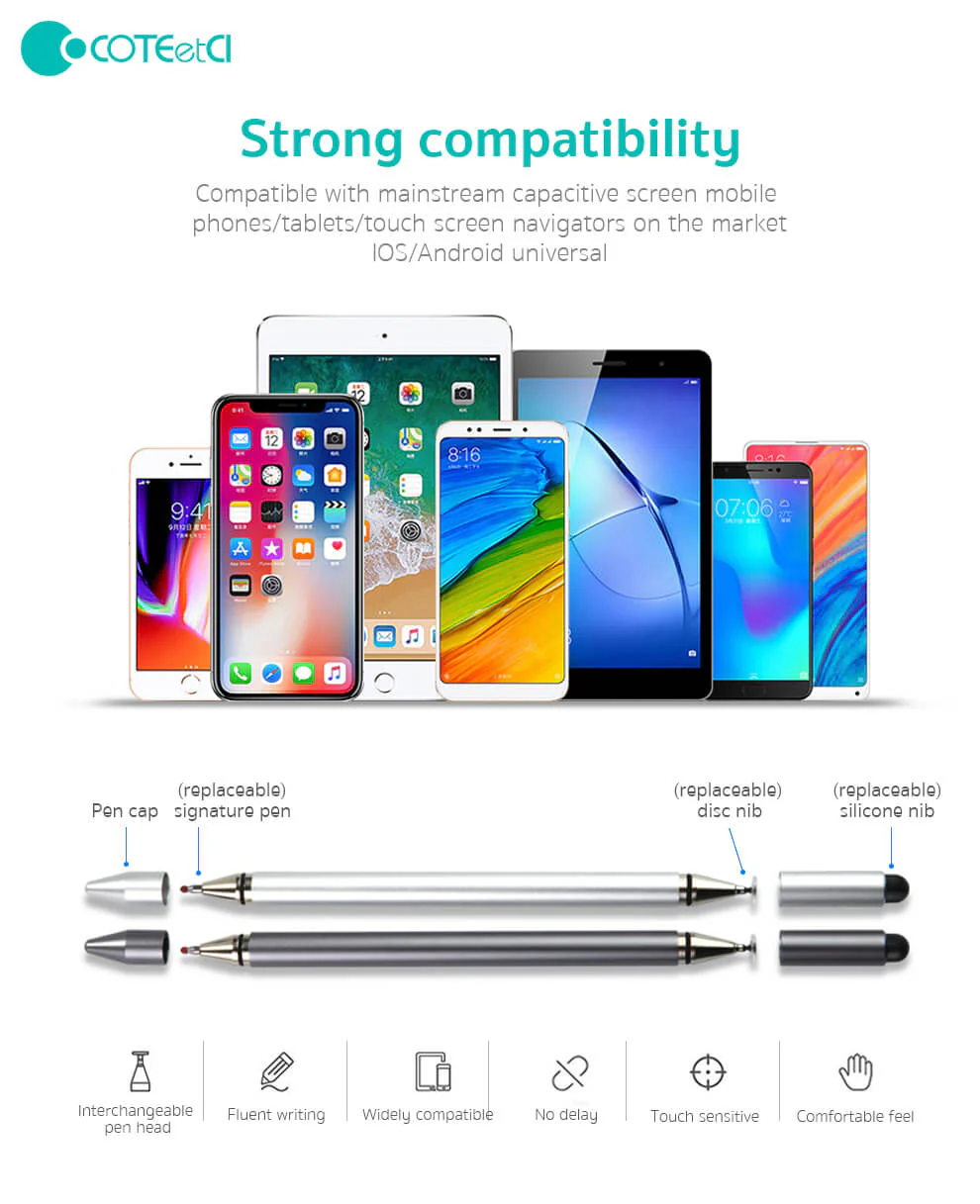 Buy COTECi 3-in-1 Capacitive Stylus Pen Universal Touch Screen Pen for iPad, iPhone, Samsung, Android Tablets Online in Pakistan - UGREEN PK