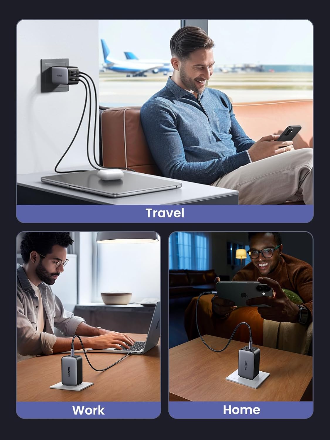 Buy UGREEN 20700 Nexode 65W GaN USB C 3-Port (US Plug) Foldable Fast Charger for iPhone 17/16/15 Series Online in Pakistan - UGREEN PK