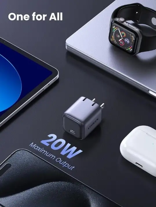 Buy UGREEN 55428 Nexode 20W GaN II USB-C Foldable Wall Charger (US Plug) for iPhone 17/16/15 Series, Galaxy S25/S24 Online in Pakistan - UGREEN PK
