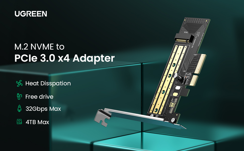 UGREEN 70503 M.2 NVMe to PCI Express 3.0 x4 Adapter Card - Support M Key Solid State Drive Type 2280, 2260, 2242, 2230 Buy UGREEN 70503 M.2 NVMe to PCI Express 3.0 x4 Adapter Card - Support M Key Solid State Drive Type 2280, 2260, 2242, 2230 Online in Pakistan - UGREEN PK
