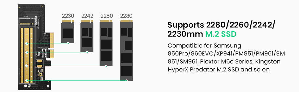 UGREEN 70503 M.2 NVMe to PCI Express 3.0 x4 Adapter Card - Support M Key Solid State Drive Type 2280, 2260, 2242, 2230 Buy UGREEN 70503 M.2 NVMe to PCI Express 3.0 x4 Adapter Card - Support M Key Solid State Drive Type 2280, 2260, 2242, 2230 Online in Pakistan - UGREEN PK