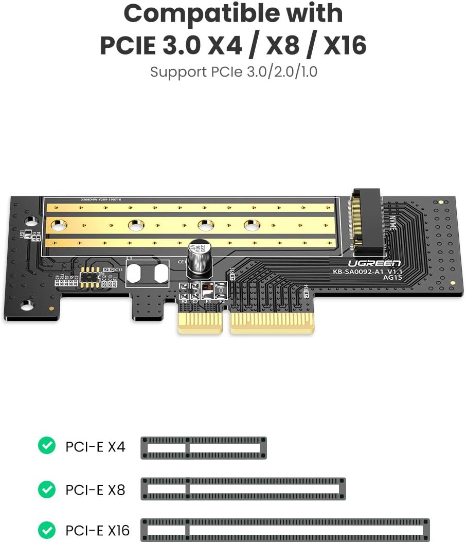 Buy UGREEN 70503 M.2 NVMe to PCI Express 3.0 x4 Adapter Card - Support M Key Solid State Drive Type 2280, 2260, 2242, 2230 Online in Pakistan - UGREEN PK