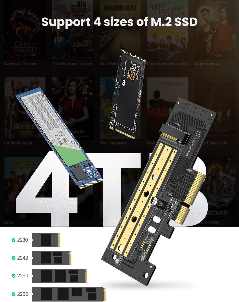 Buy UGREEN 70503 M.2 NVMe to PCI Express 3.0 x4 Adapter Card - Support M Key Solid State Drive Type 2280, 2260, 2242, 2230 Online in Pakistan - UGREEN PK