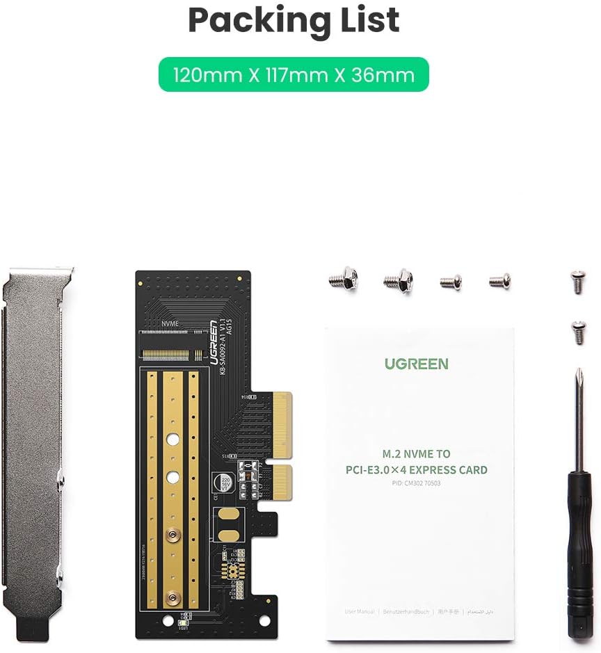 Buy UGREEN 70503 M.2 NVMe to PCI Express 3.0 x4 Adapter Card - Support M Key Solid State Drive Type 2280, 2260, 2242, 2230 Online in Pakistan - UGREEN PK