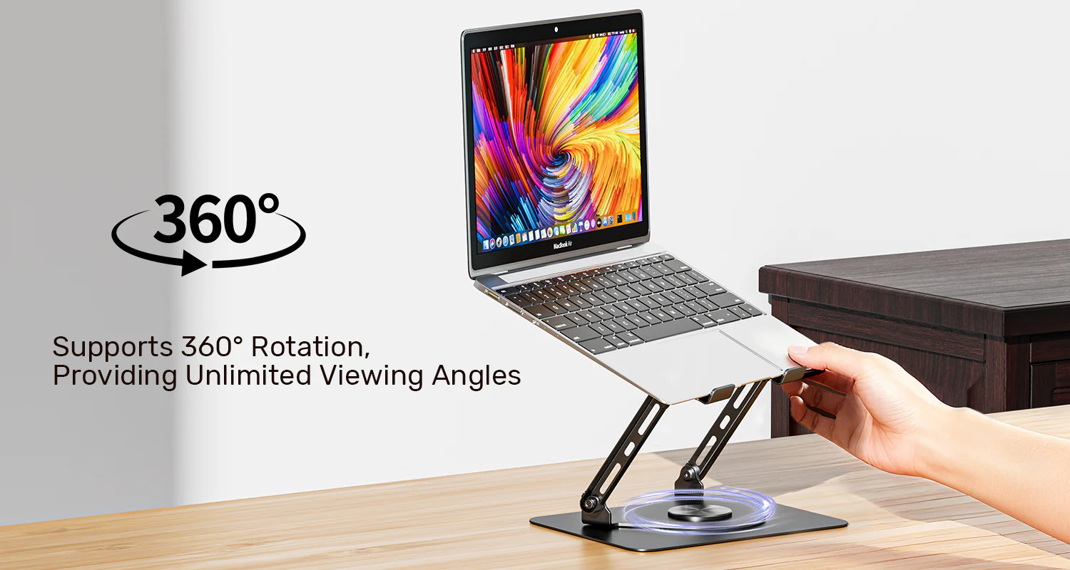 UNITEK Adjustable 360° Rotation Laptop Stand with Cooling Fan UNITEK OT1098AGY01 Adjustable Laptop Stand with Detachable Cooling Fan