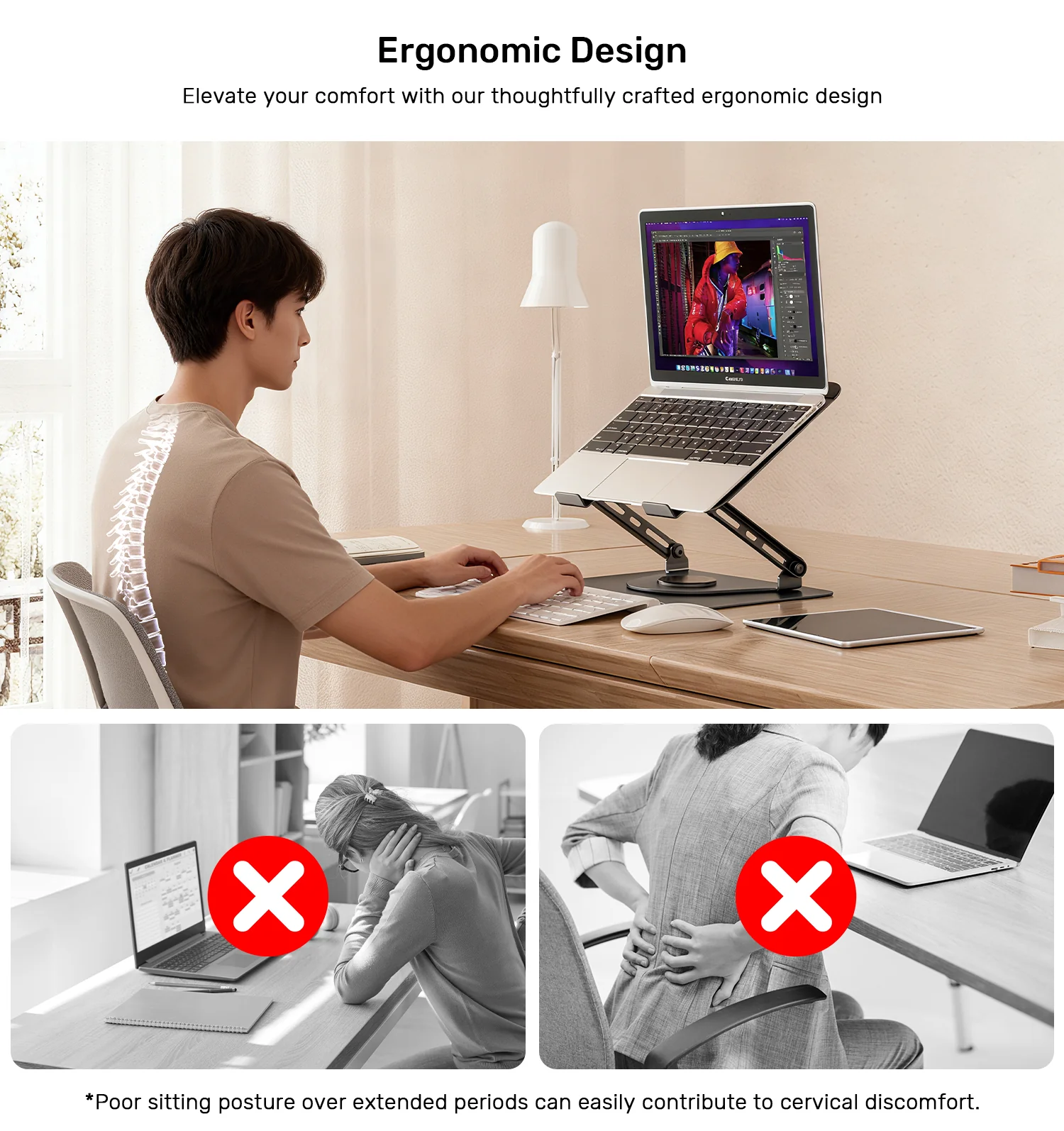 UNITEK Adjustable 360° Rotation Laptop Stand with Cooling Fan UNITEK OT1098AGY01 Adjustable Laptop Stand with Detachable Cooling Fan