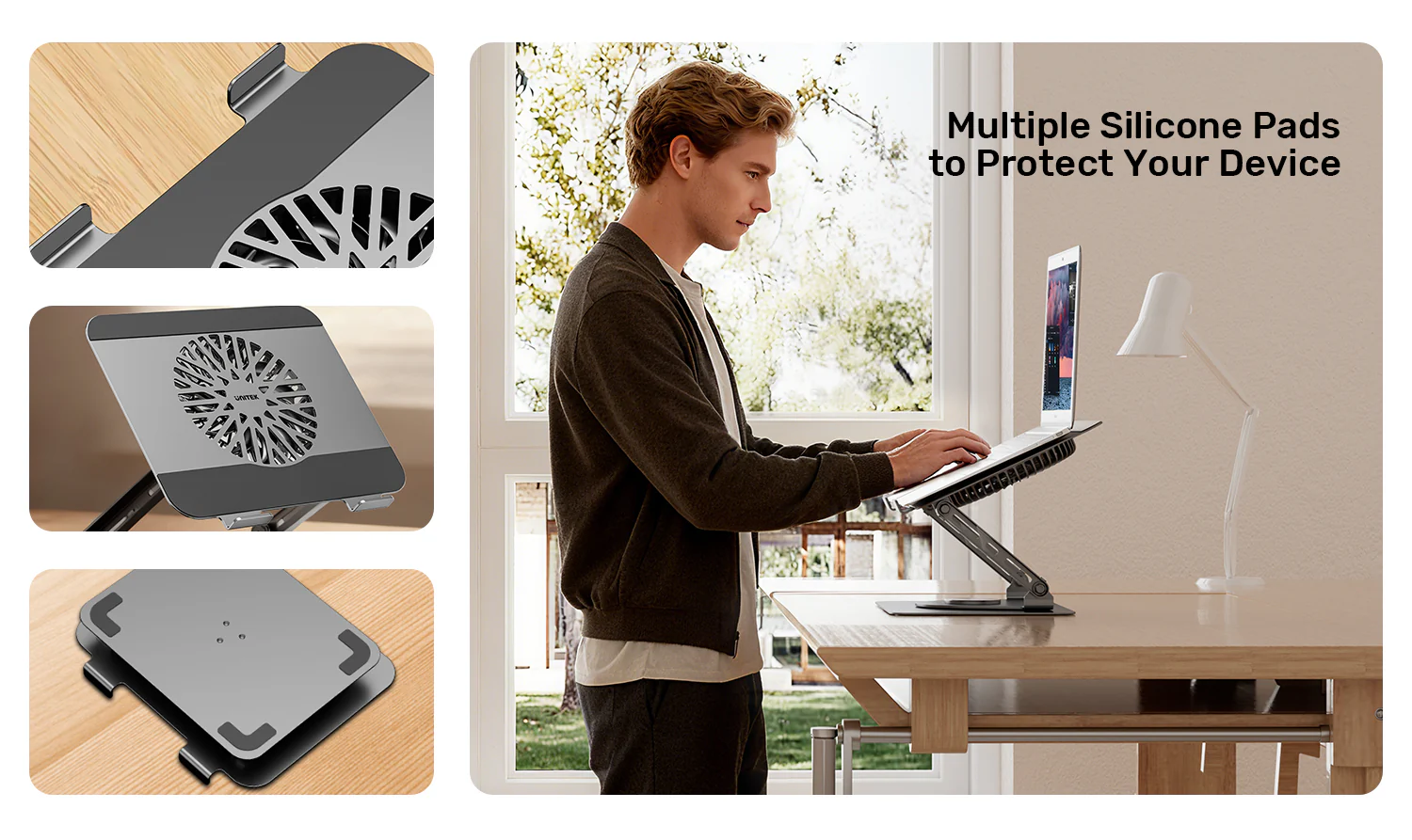 UNITEK Adjustable 360° Rotation Laptop Stand with Cooling Fan UNITEK OT1098AGY01 Adjustable Laptop Stand with Detachable Cooling Fan
