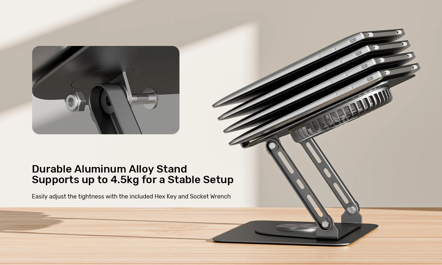 UNITEK Adjustable 360° Rotation Laptop Stand with Cooling Fan UNITEK OT1098AGY01 Adjustable Laptop Stand with Detachable Cooling Fan