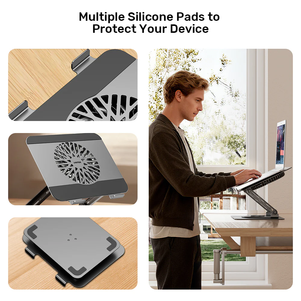 UNITEK OT1098AGY01 Adjustable Laptop Stand with Detachable Cooling Fan