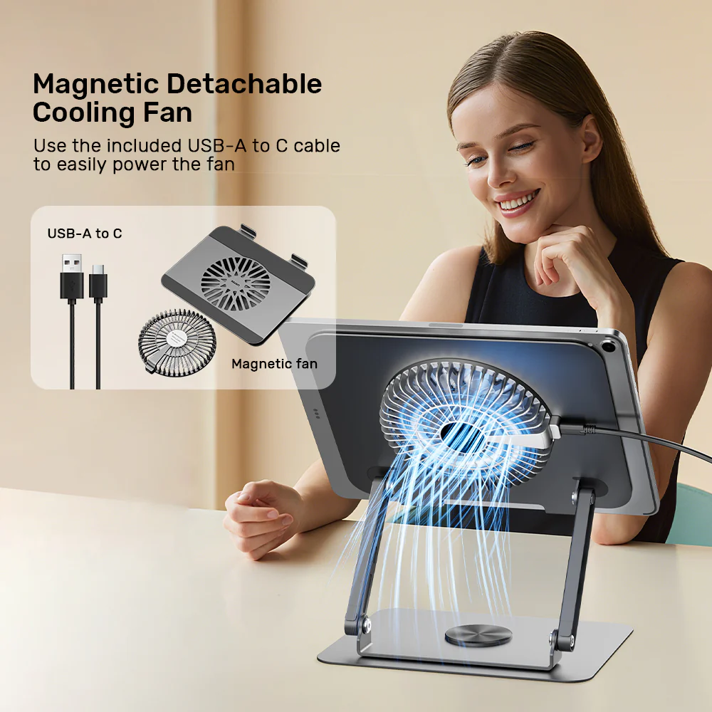 UNITEK OT1098AGY01 Adjustable Laptop Stand with Detachable Cooling Fan