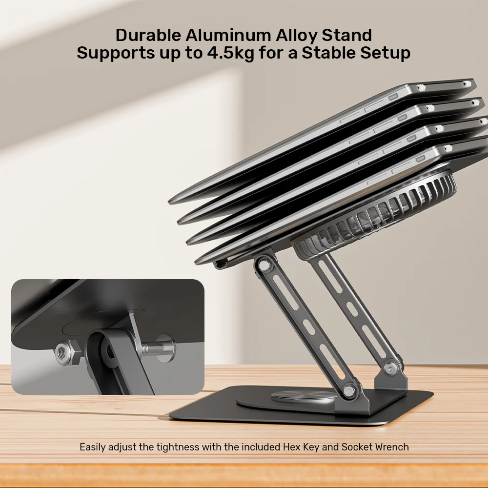 UNITEK OT1098AGY01 Adjustable Laptop Stand with Detachable Cooling Fan