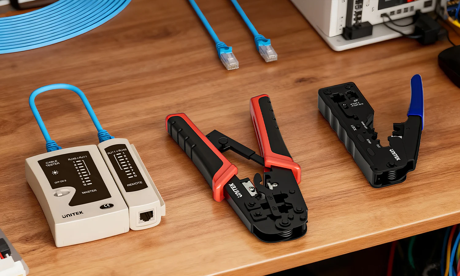 UNITEK RJ45 RJ11 RJ12 Network Cable Crimping Tool UNITEK OT136ARD01 4P 6P 8P Multi-Function Ratchet Network Cable Crimping Tool 001