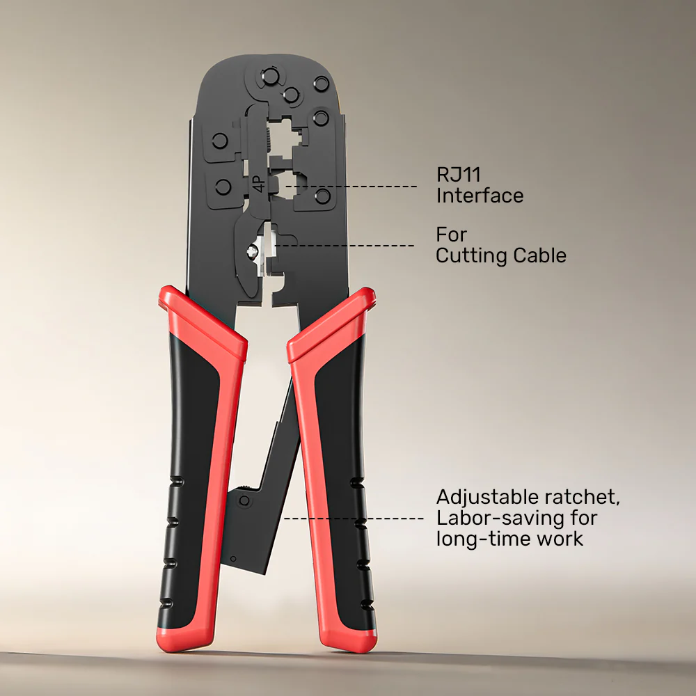 UNITEK OT136ARD01 RJ45 RJ11 RJ12 Crimper with Wire Cutter and Stripper
