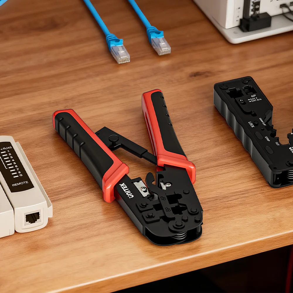 UNITEK OT136ARD01 RJ45 RJ11 RJ12 Crimper with Wire Cutter and Stripper