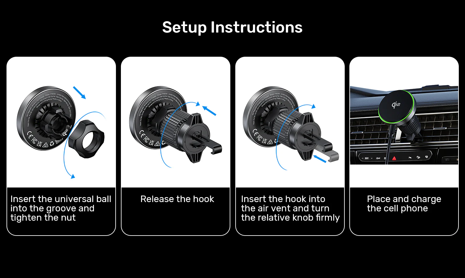 UNITEK Qi2 Magnetic 15W MagSafe Fast Wireless Car Charger Compatible with Horizontal and Vertical Air Vents UNITEK Qi2 Magnetic 15W MagSafe Fast Wireless Car Charger Compatible with Horizontal and Vertical Air Vents