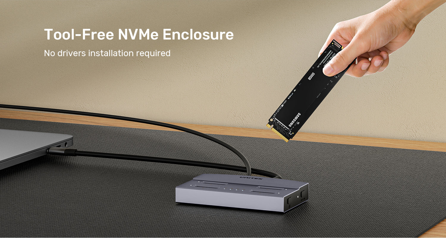 UNITEK USB4 4-Bay M.2 SSD Docking Station, 40Gbps Total Speed 1-to-3 Offline Clone, Supports 2230 to 22110 NVMe PCIe SSDs UNITEK USB4 4-Bay M.2 SSD Docking Station, 40Gbps Total Speed 1-to-3 Offline Clone, Supports 2230 to 22110 NVMe PCIe SSDs