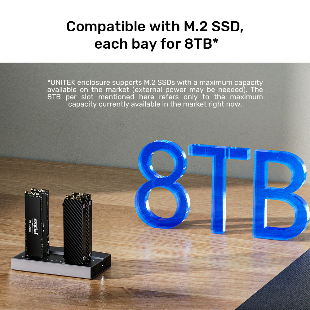 UNITEK USB4 4-Bay M.2 SSD Docking Station, 40Gbps Total Speed 1-to-3 Offline Clone, Supports 2230 to 22110 NVMe PCIe SSDs