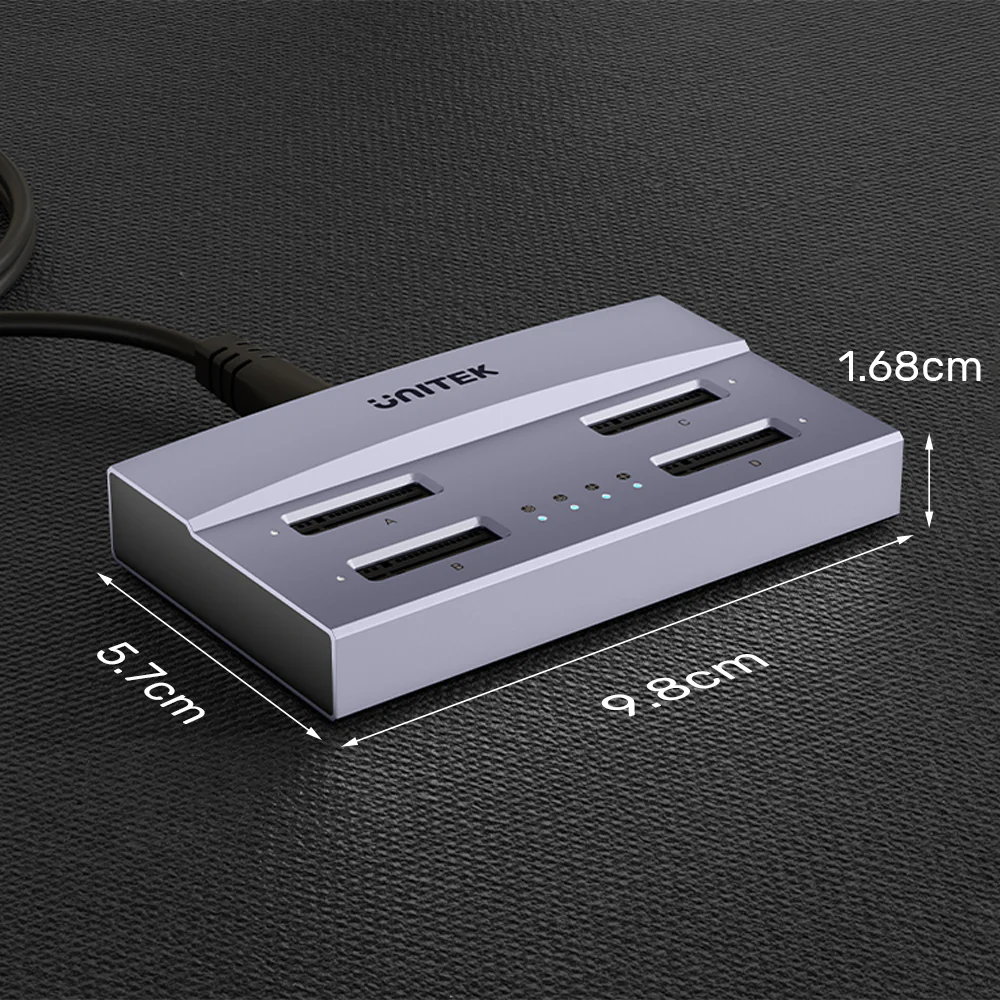 UNITEK USB4 4-Bay M.2 SSD Docking Station, 40Gbps Total Speed 1-to-3 Offline Clone, Supports 2230 to 22110 NVMe PCIe SSDs