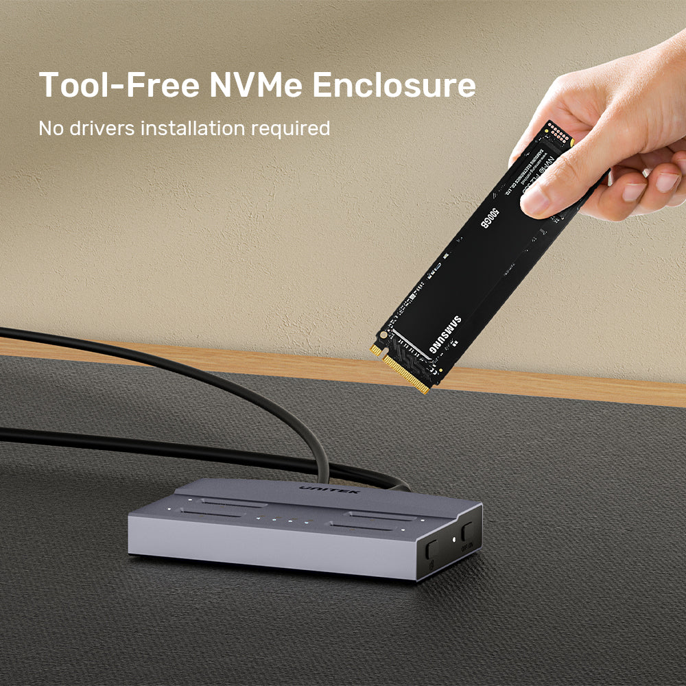 UNITEK USB4 4-Bay M.2 SSD Docking Station, 40Gbps Total Speed 1-to-3 Offline Clone, Supports 2230 to 22110 NVMe PCIe SSDs