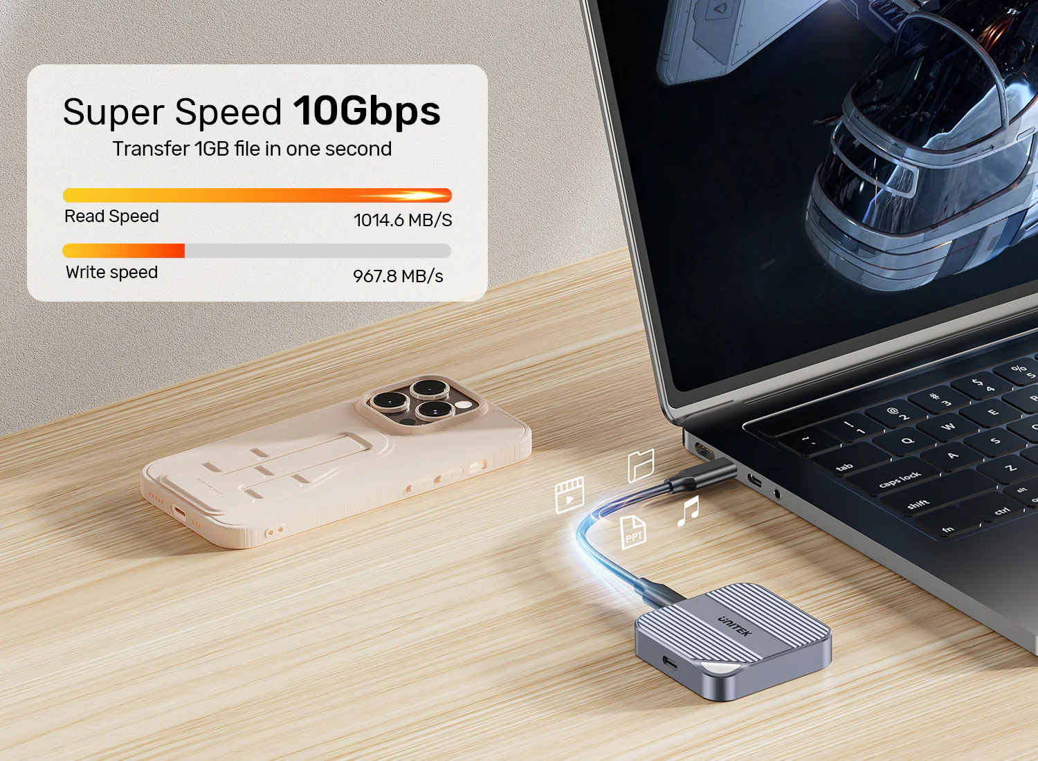 UNITEK Magnetic M.2 2230 NVMe SSD Enclosure, 10Gbps USB-C, 100W PD Pass-Through, MagSafe Compatible for iPhone 17/16/15 UNITEK Magnetic M.2 2230 NVMe SSD Enclosure, 10Gbps USB-C, 100W PD Pass-Through, MagSafe Compatible for iPhone 17/16/15