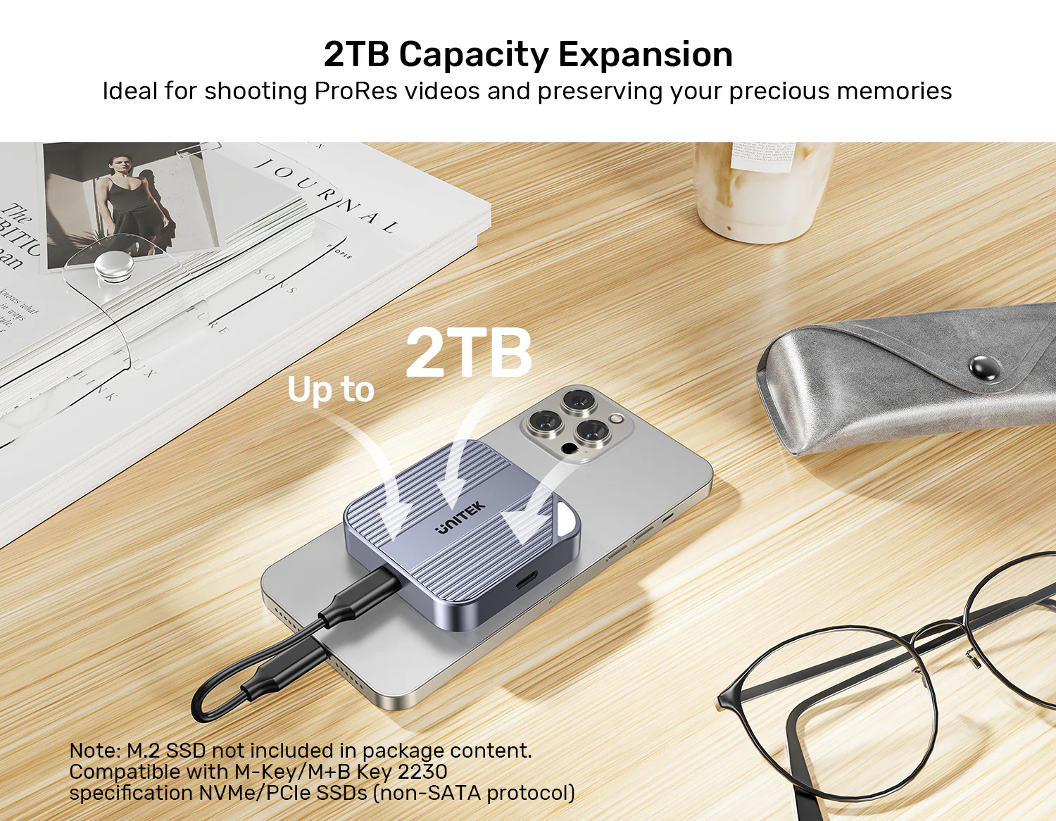 UNITEK Magnetic M.2 2230 NVMe SSD Enclosure, 10Gbps USB-C, 100W PD Pass-Through, MagSafe Compatible for iPhone 17/16/15 UNITEK Magnetic M.2 2230 NVMe SSD Enclosure, 10Gbps USB-C, 100W PD Pass-Through, MagSafe Compatible for iPhone 17/16/15