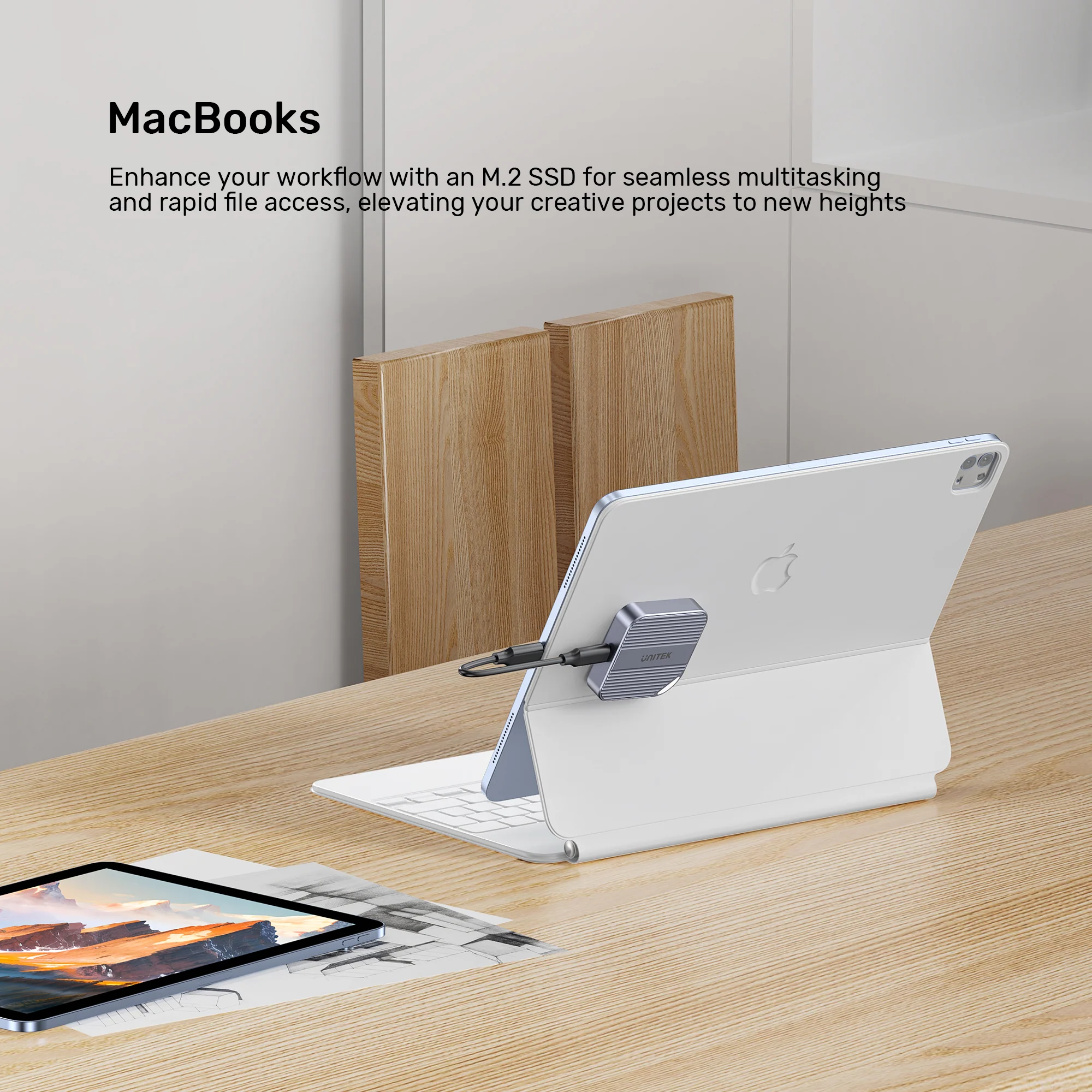UNITEK Magnetic M.2 2230 NVMe SSD Enclosure, 10Gbps USB-C, 100W PD Pass-Through, MagSafe Compatible for iPhone 17/16/15