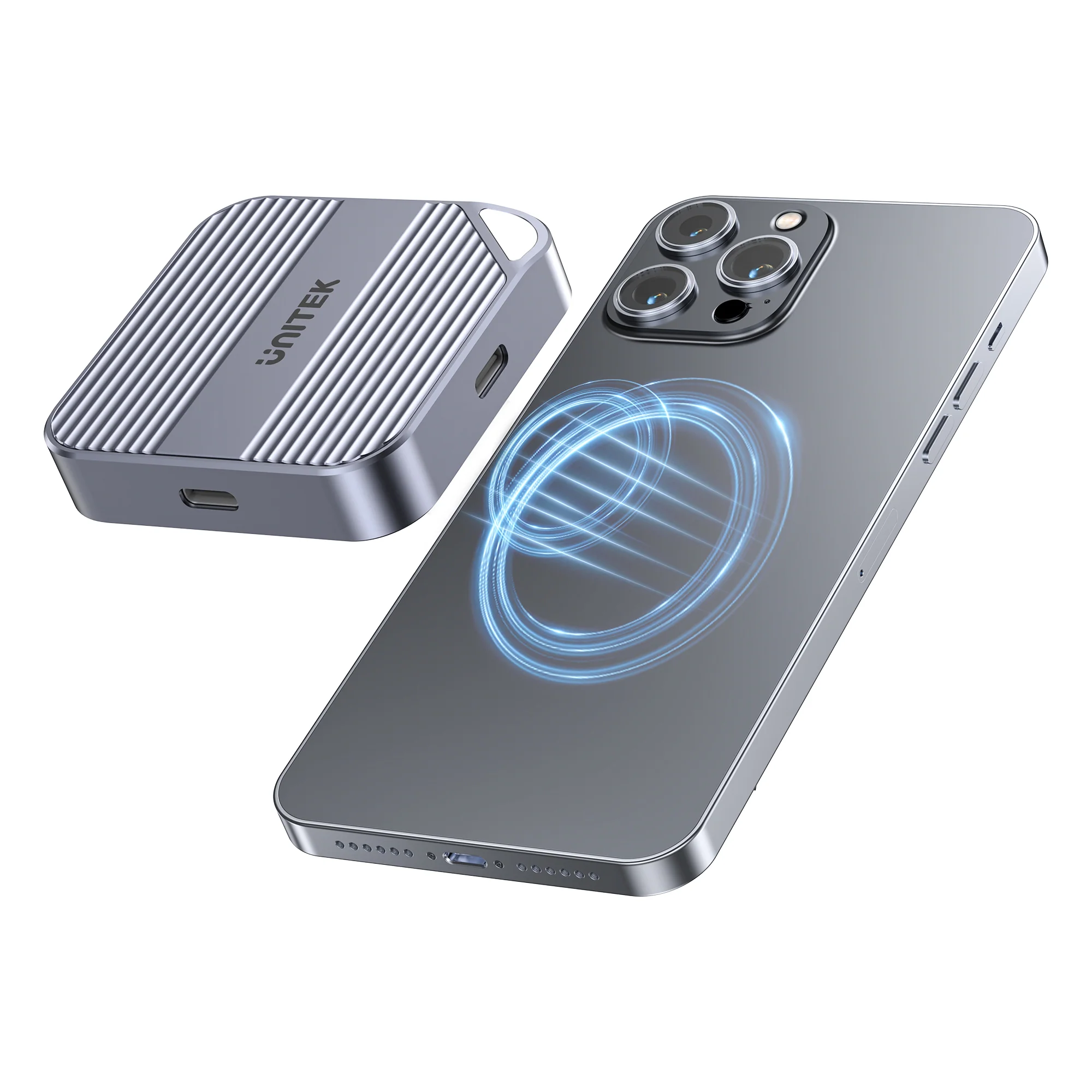 UNITEK Magnetic M.2 2230 NVMe SSD Enclosure, 10Gbps USB-C, 100W PD Pass-Through, MagSafe Compatible for iPhone 17/16/15