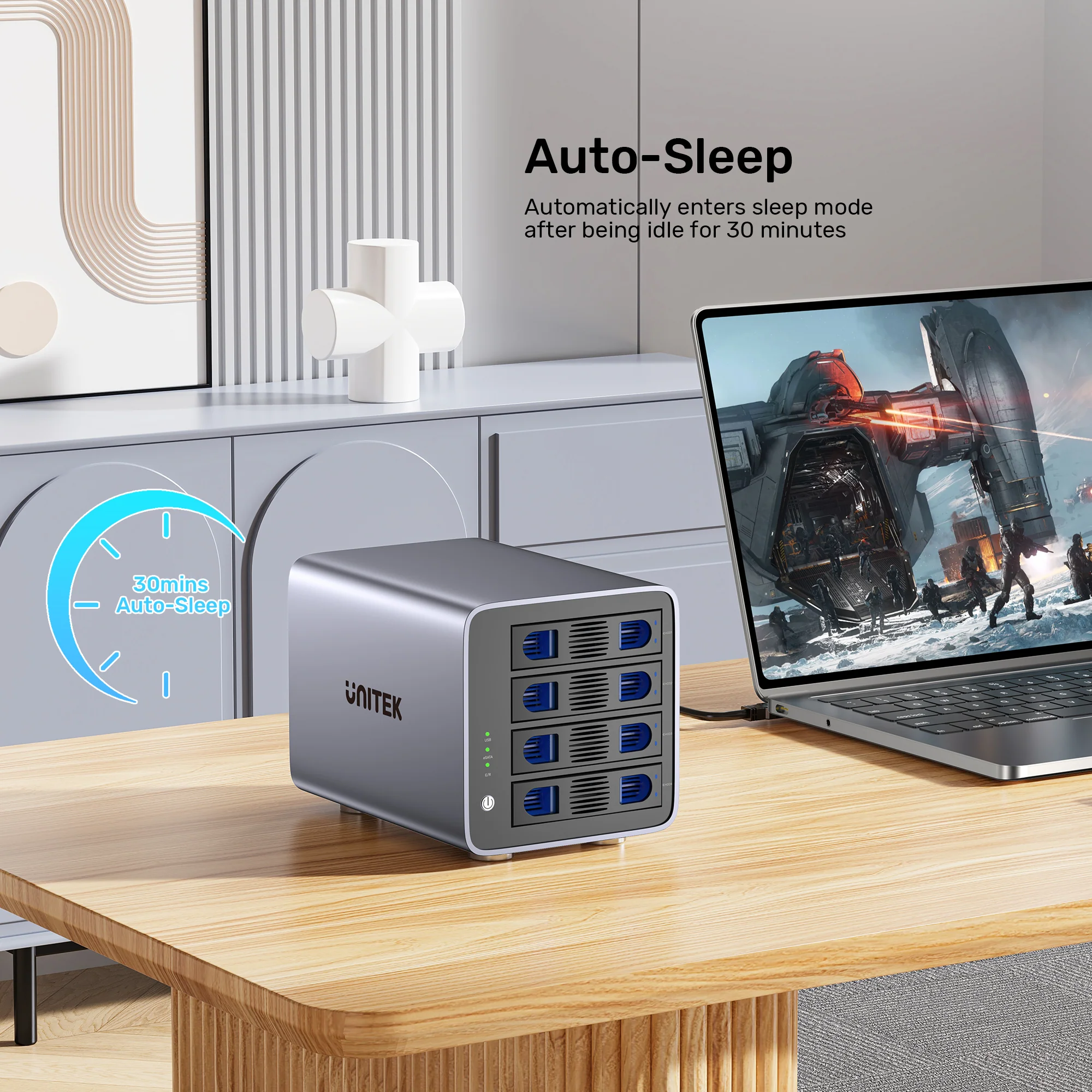UNITEK 4 Bay RAID External Hard Drive Enclosure, USB 3.0 5Gbps, Supports 8 RAID for 2.5" and 3.5" SATA HDD/SSD, 80TB Max