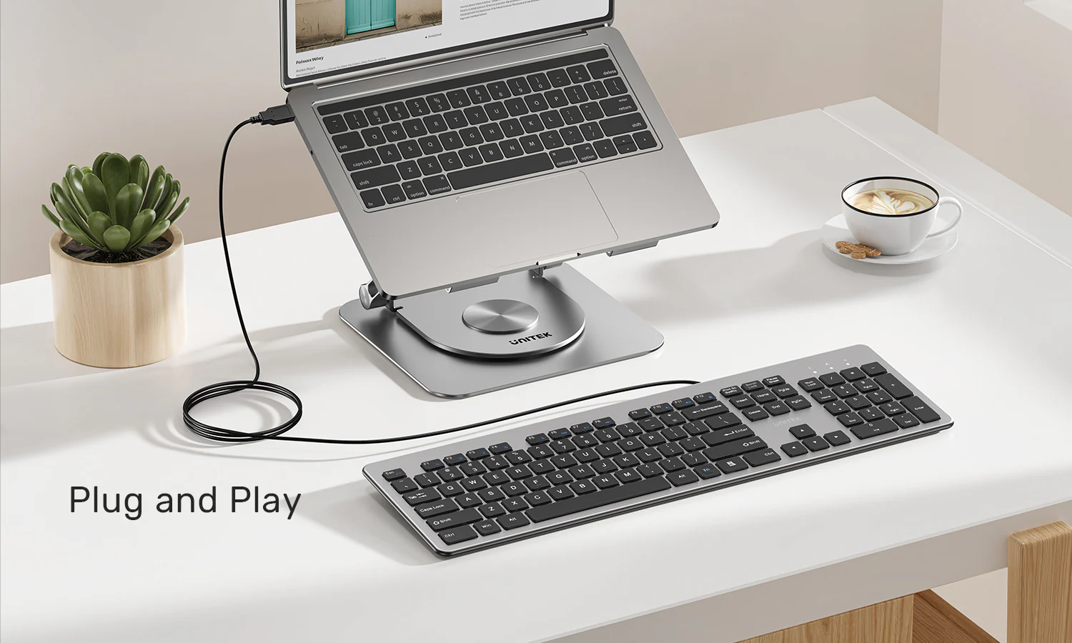 UNITEK SlimTap Ultra Light Wired Keyboard, 104 Keys, Ultra-Slim 18.4mm Profile, Silent Scissor-Switch Keys UNITEK SlimTap Ultra Light Wired Keyboard, 104 Keys, Ultra-Slim 18.4mm Profile, Silent Scissor-Switch Keys