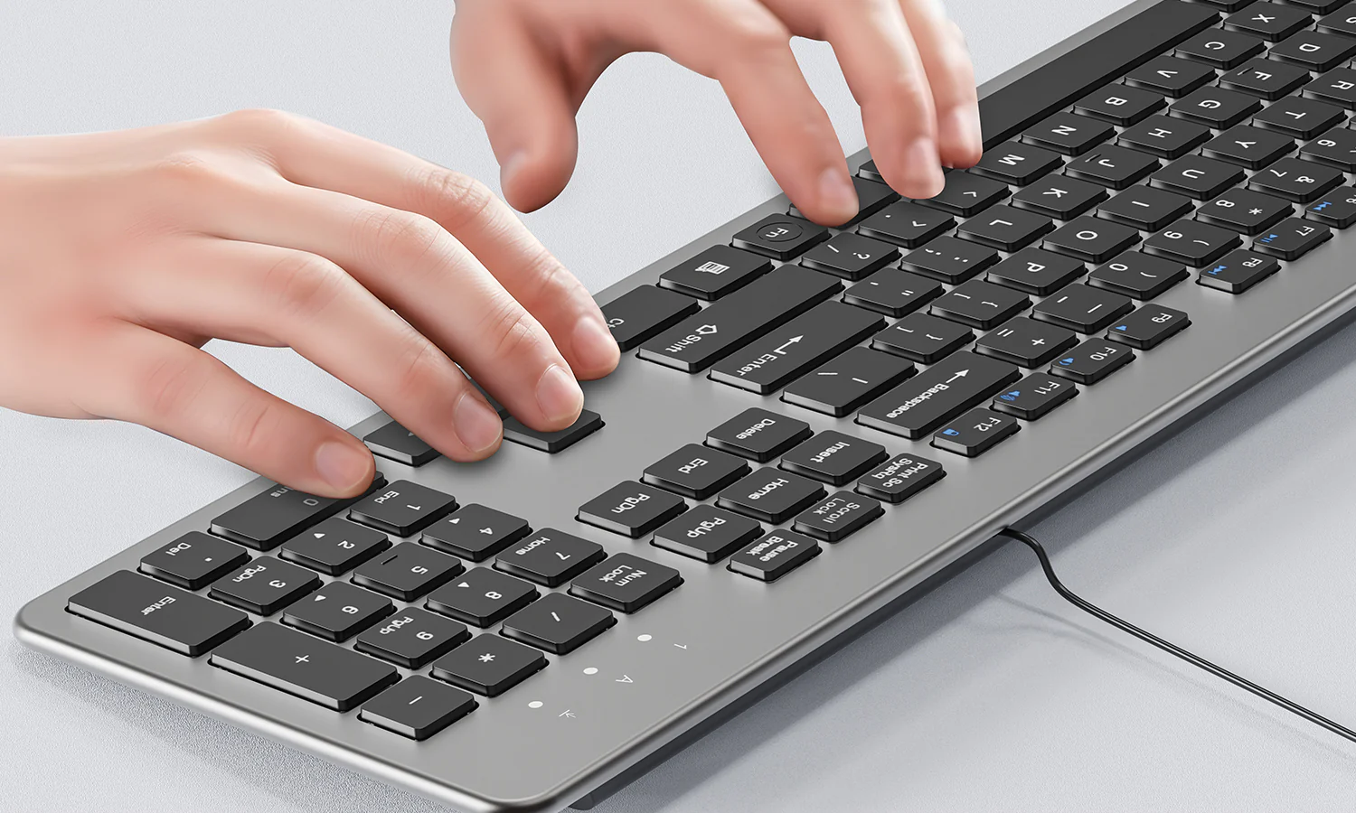 UNITEK SlimTap Ultra Light Wired Keyboard, 104 Keys, Ultra-Slim 18.4mm Profile, Silent Scissor-Switch Keys UNITEK SlimTap Ultra Light Wired Keyboard, 104 Keys, Ultra-Slim 18.4mm Profile, Silent Scissor-Switch Keys
