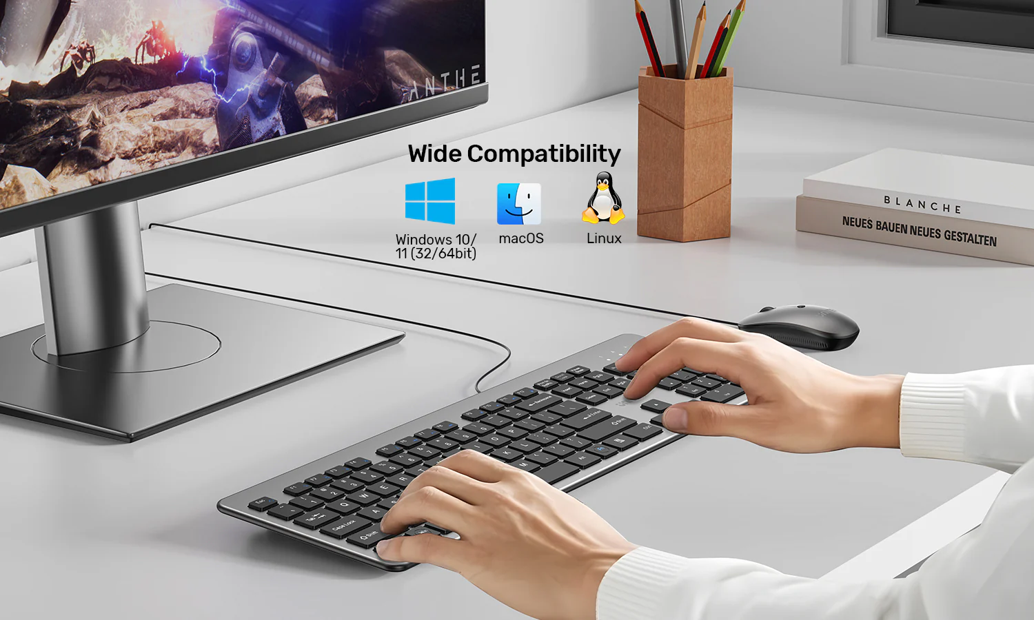 UNITEK SlimTap Ultra Light Wired Keyboard, 104 Keys, Ultra-Slim 18.4mm Profile, Silent Scissor-Switch Keys UNITEK SlimTap Ultra Light Wired Keyboard, 104 Keys, Ultra-Slim 18.4mm Profile, Silent Scissor-Switch Keys