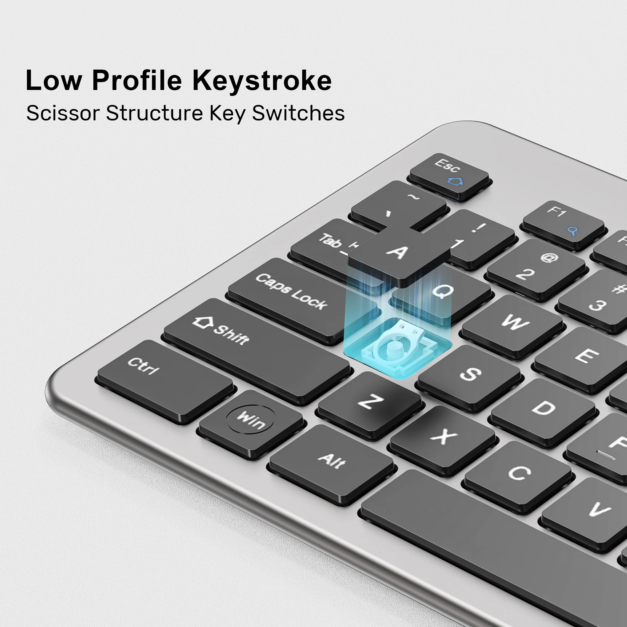 UNITEK SlimTap Ultra Light Wired Keyboard, 104 Keys, Ultra-Slim 18.4mm Profile, Silent Scissor-Switch Keys