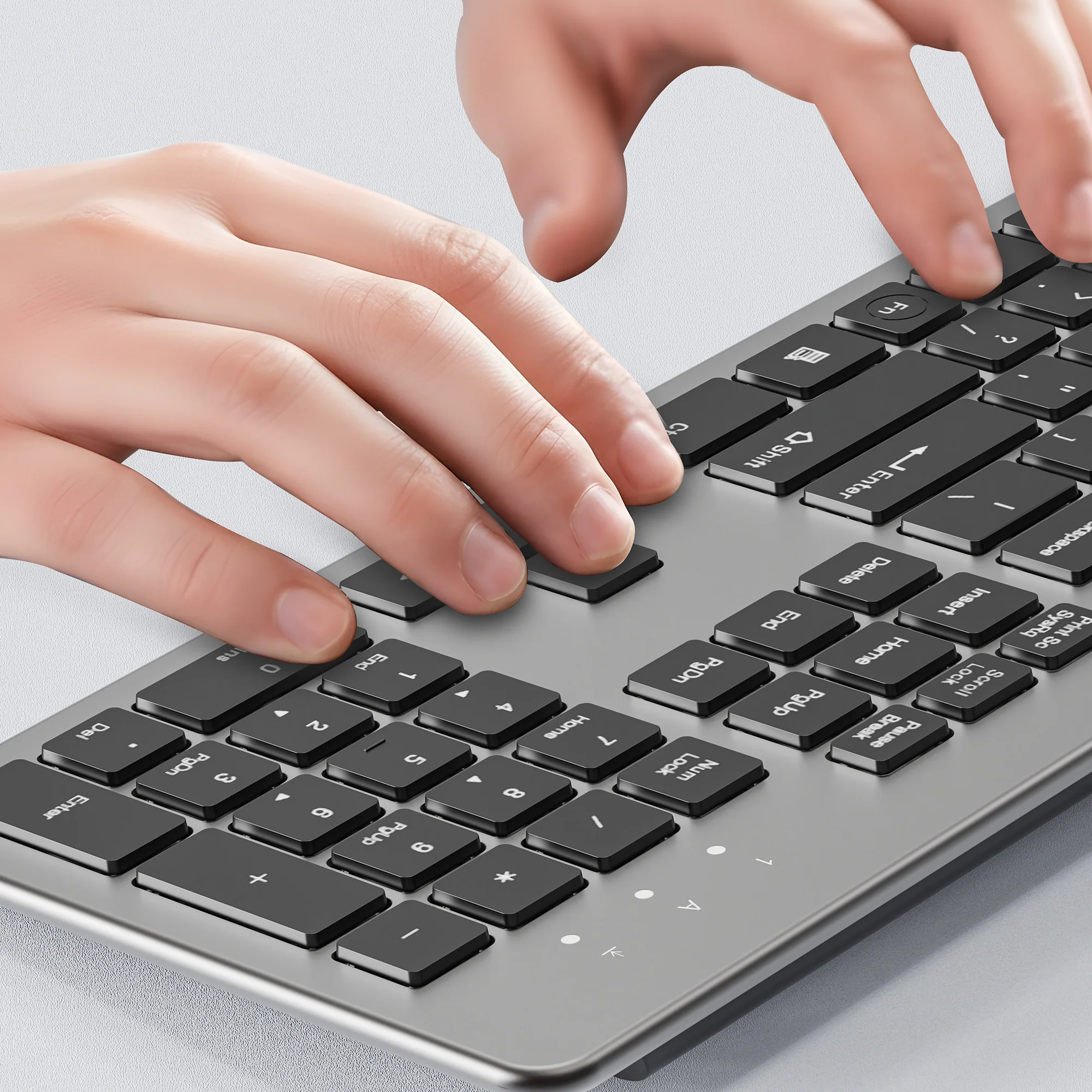 UNITEK SlimTap Ultra Light Wired Keyboard, 104 Keys, Ultra-Slim 18.4mm Profile, Silent Scissor-Switch Keys