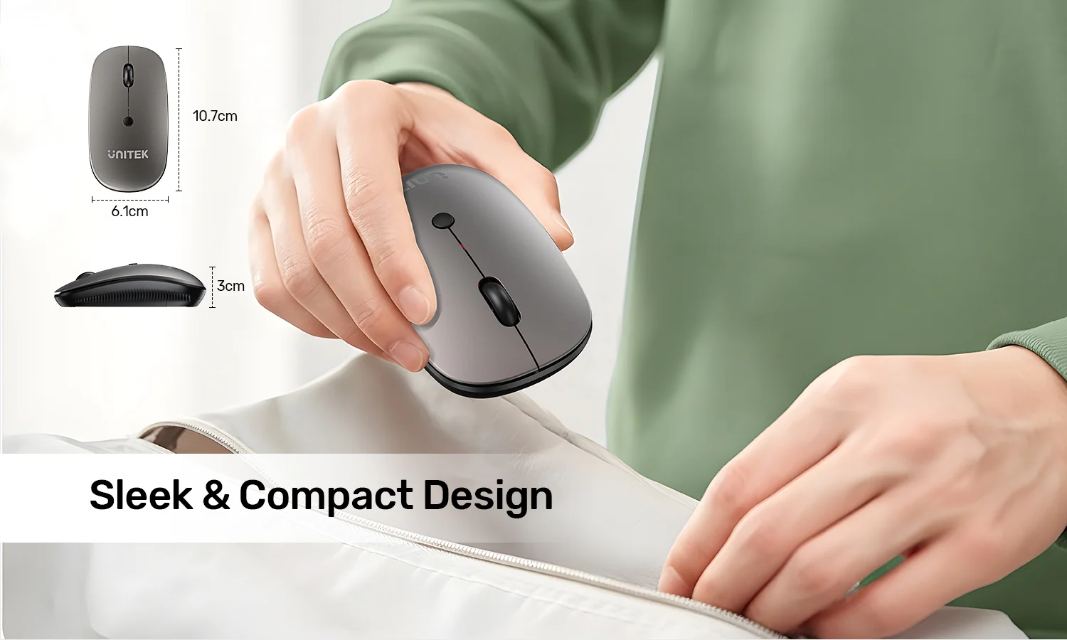 UNITEK SlimTrack 2.4GHz Wireless Optical Mouse (Gray)1600 DPI Precision, Slim Ergonomic Design with Multi-Functional Scroll Wheel UNITEK SlimTrack 2.4GHz Wireless Optical Mouse (Gray)1600 DPI Precision, Slim Ergonomic Design with Multi-Functional Scroll Wheel