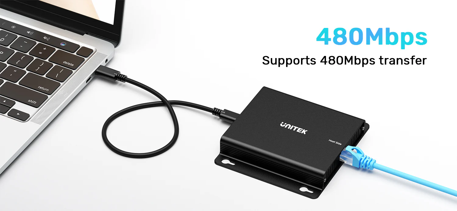 UNITEK 150M USB Extender Over Ethernet with 4-Port Hub, POC Over Cat6 Up to 150 Meters, 480Mbps High-Speed Data Transfer UNITEK 150M USB Extender Over Ethernet with 4-Port Hub, POC Over Cat6 Up to 150 Meters, 480Mbps High-Speed Data Transfer