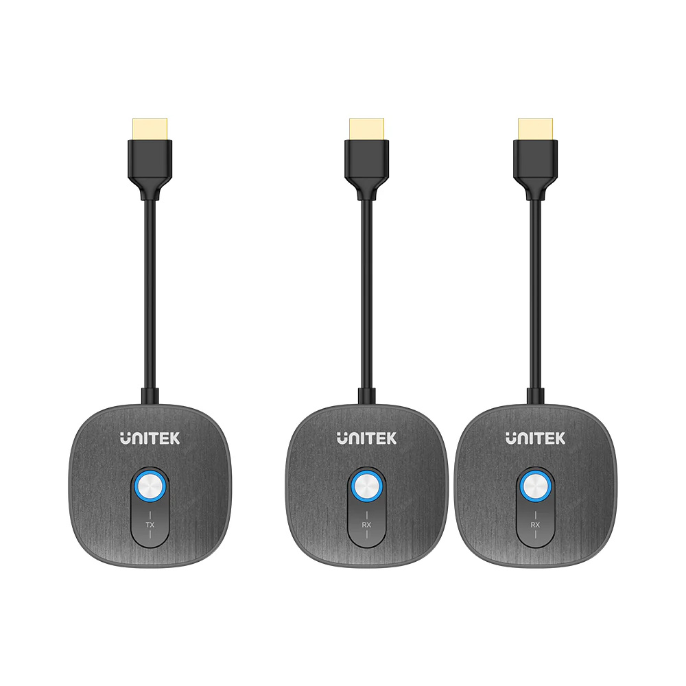 UNITEK Wireless 1080p HDMI Transmitter with Dual Receivers, 50m Range, Plug-and-Play, 2x 1080p@60Hz Output