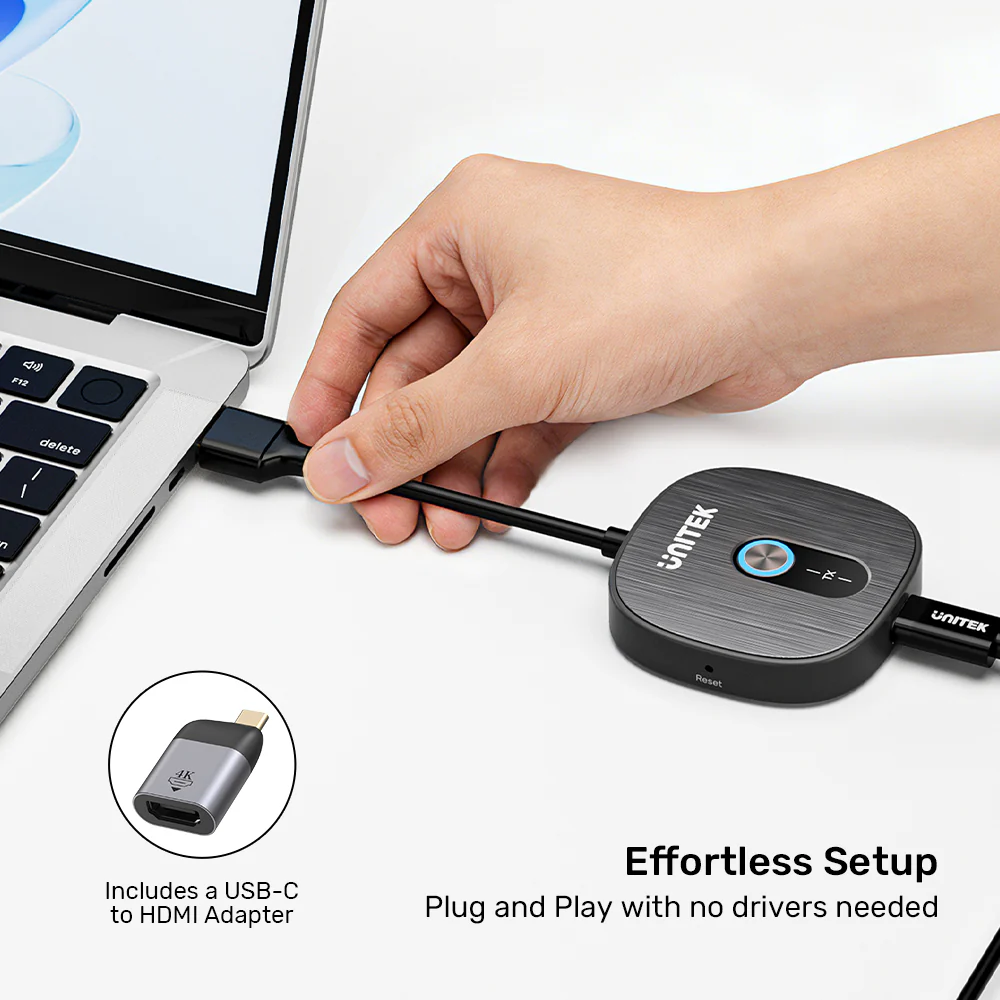 UNITEK Wireless 1080p HDMI Transmitter with Dual Receivers, 50m Range, Plug-and-Play, 2x 1080p@60Hz Output
