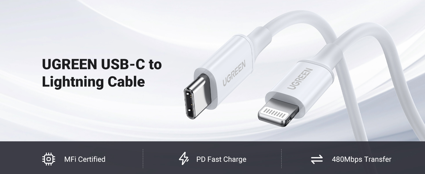 UGREEN 10493 USB-C to Lightning MFi Certified PD Fast Charging Cable (1 Meter) Rubber Shell White for iPhone 14 Pro Max/14/13/12/11/SE Buy UGREEN 10493 USB-C to Lightning MFi Certified PD Fast Charging Cable (1 Meter) Rubber Shell White for iPhone 14 Pro Max/14/13/12/11/SE Online in Pakistan - UGREEN PK