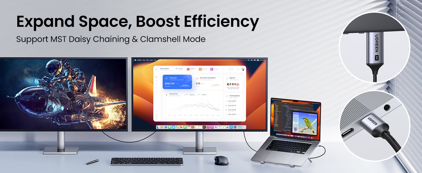 UGREEN 25839 USB C to DisplayPort 1.4 Cable 8K@60Hz 4K@240Hz Unidirectional Thunderbolt 4/3 to DisplayPort Cord, 32.4Gbps HDR DSC MST UGREEN 25839 USB C to DisplayPort 1.4 Cable 8K@60Hz 4K@240Hz Unidirectional Thunderbolt 4/3 to DisplayPort Cord, 32.4Gbps HDR DSC MST