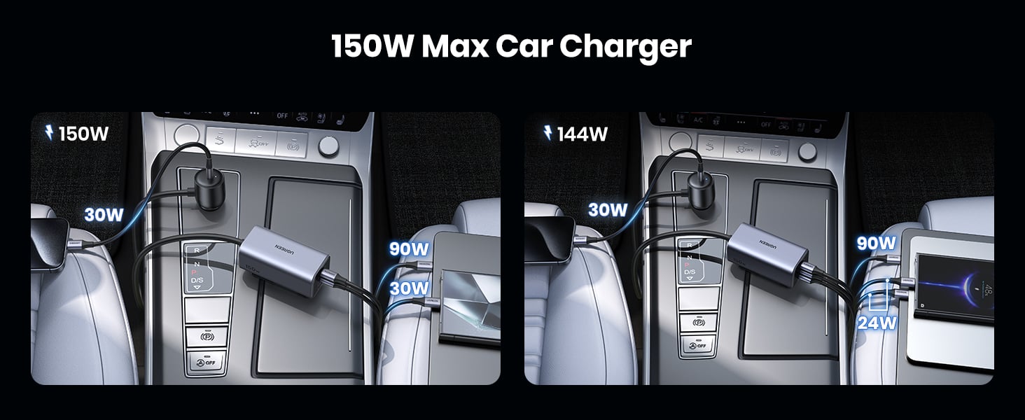 UGREEN 35571 150W USB C Car Charger 4-Port USB Multi Port Charger Compatible with iPhone 17/16/15 Pro Max, iPad Pro, MacBook Pro, Laptop Buy UGREEN 35571 150W USB C Car Charger 4-Port USB Multi Port Charger Compatible with iPhone 17/16/15 Pro Max, iPad Pro, MacBook Pro, Laptop Online in Pakistan - UGREEN PK