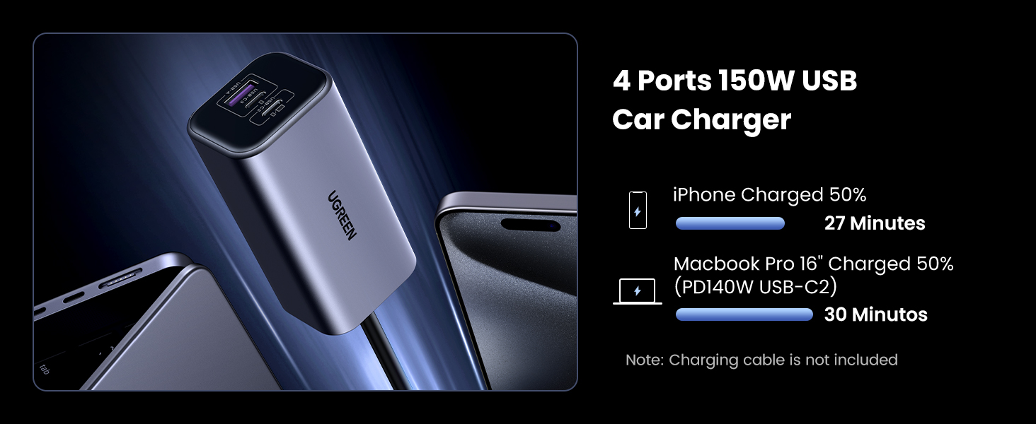 UGREEN 35571 150W USB C Car Charger 4-Port USB Multi Port Charger Compatible with iPhone 17/16/15 Pro Max, iPad Pro, MacBook Pro, Laptop Buy UGREEN 35571 150W USB C Car Charger 4-Port USB Multi Port Charger Compatible with iPhone 17/16/15 Pro Max, iPad Pro, MacBook Pro, Laptop Online in Pakistan - UGREEN PK