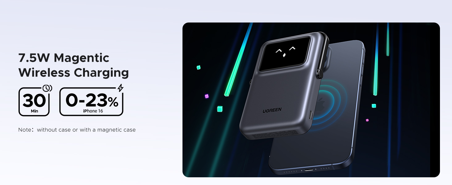 UGREEN 45327 Uno 10000mAh Magnetic Power Bank, PD 20W USB C Battery Pack with Foldable Stand and TFT Display UGREEN 45327 Uno 10000mAh Magnetic Power Bank, PD 20W USB C Battery Pack with Foldable Stand and TFT Display