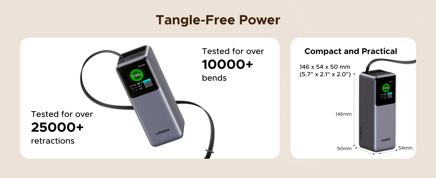UGREEN 55992 Nexode 165W Power Bank 20000mAh Built-in Retractable USB-C Cable for MacBook Pro/Air, iPad, iPhone 17/16, Samsung Galaxy S26/S25 UGREEN 55992 Nexode 165W Power Bank 20000mAh Built-in Retractable USB-C Cable for MacBook Pro/Air, iPad, iPhone 17/16, Samsung Galaxy S26/S25