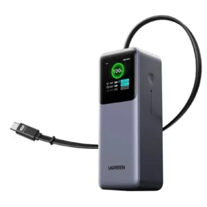 UGREEN 55992 Nexode 165W Power Bank 20000mAh Built-in Retractable USB-C Cable for MacBook Pro/Air, iPad, iPhone 17/16, Samsung Galaxy S26/S25