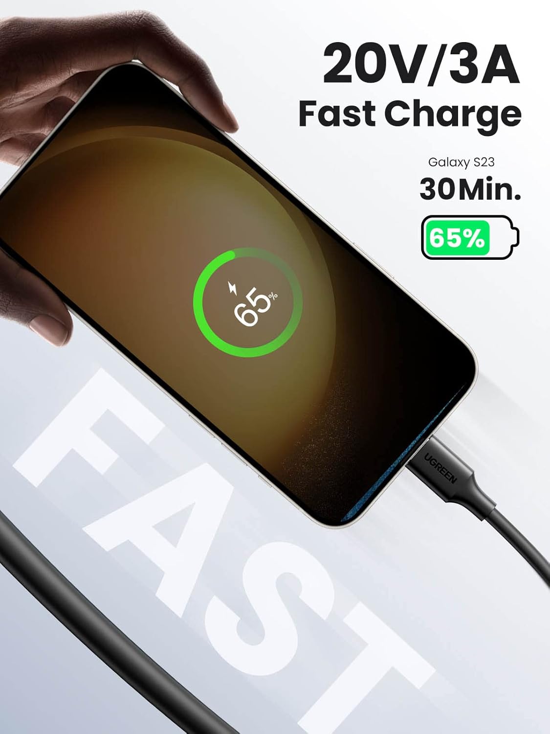 Buy UGREEN 60788 USB-C to C PD Fast Charging Cable 3A 60W (3 Meters) Black Compatible with iPhone 17/16/15 Pro Max Online in Pakistan - UGREEN PK