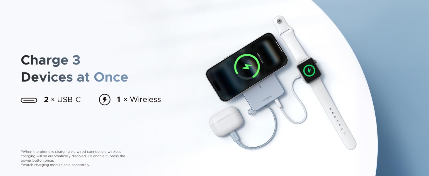 UGREEN 65958 MagFlow 10000mAh Qi2 Certified 25W Fast Wireless Magnetic Power Bank, 30W USB-C Battery Pack for iPhone 17 Pro Max/16/15/14/13/12 UGREEN 65958 MagFlow 10000mAh Qi2 Certified 25W Fast Wireless Magnetic Power Bank, 30W USB-C Battery Pack for iPhone 17 Pro Max/16/15/14/13/12