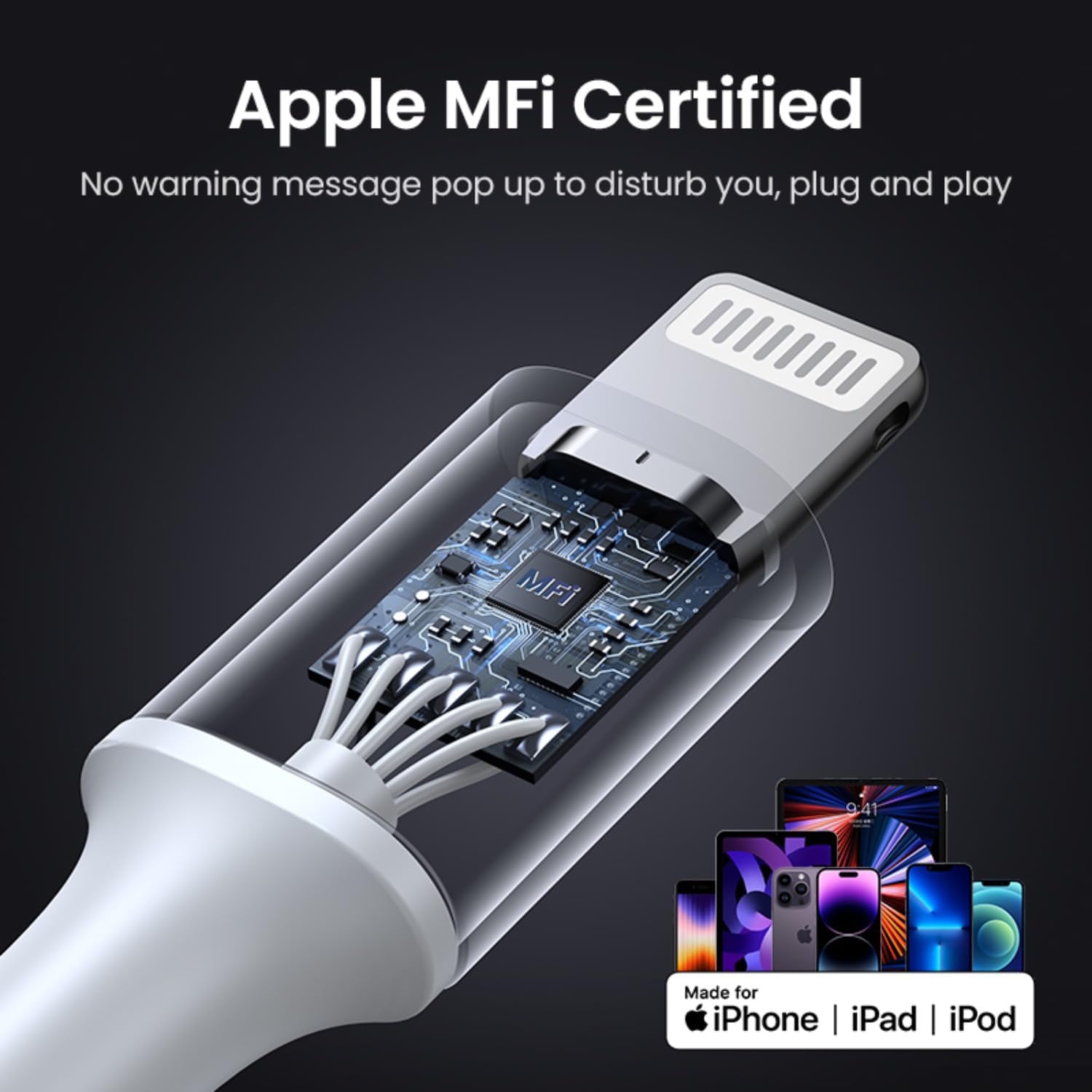 Buy UGREEN 70525 USB-C to Lightning MFi Certified PD Fast Charging Cable (2 Meter) Silver for iPhone 14 Pro Max/14/13/12/11/SE Online in Pakistan - UGREEN PK