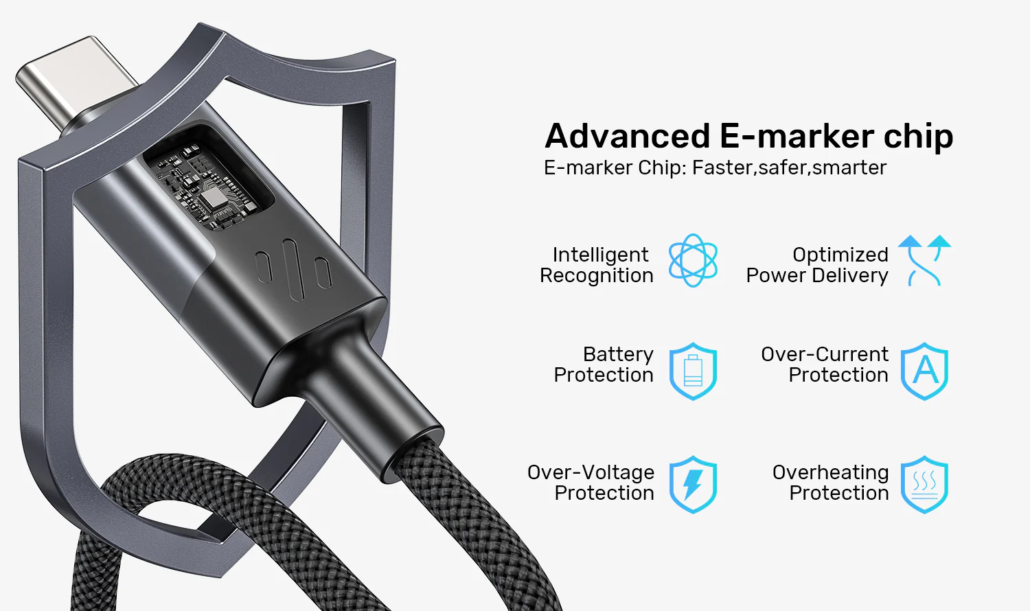 UNITEK PD 60W USB-C Charging Cable with Smart LED Display (1 Meter) Nylon Braided, E-Marker Chip, for iPhone 17/16/15 UNITEK PD 60W USB-C Charging Cable with Smart LED Display (1 Meter) Nylon Braided, E-Marker Chip, for iPhone 17/16/15