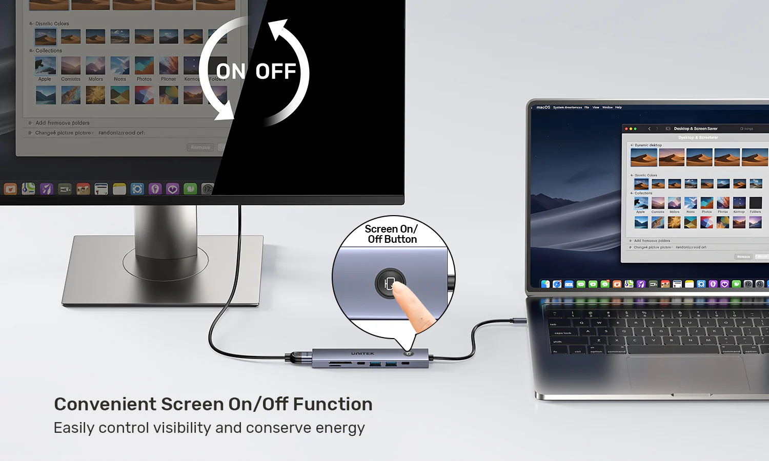 UNITEK uHUB S7 Pro 7-in-1 5Gbps USB-C Hub with Screen On/Off Button, 4K@60Hz HDMI HDR, 100W PD Charging, 5Gbps Data Ports, Dual SD/microSD Card Readers UNITEK uHUB S7 Pro 7-in-1 5Gbps USB-C Hub with Screen On/Off Button, 4K@60Hz HDMI HDR, 100W PD Charging, 5Gbps Data Ports, Dual SD/microSD Card Readers